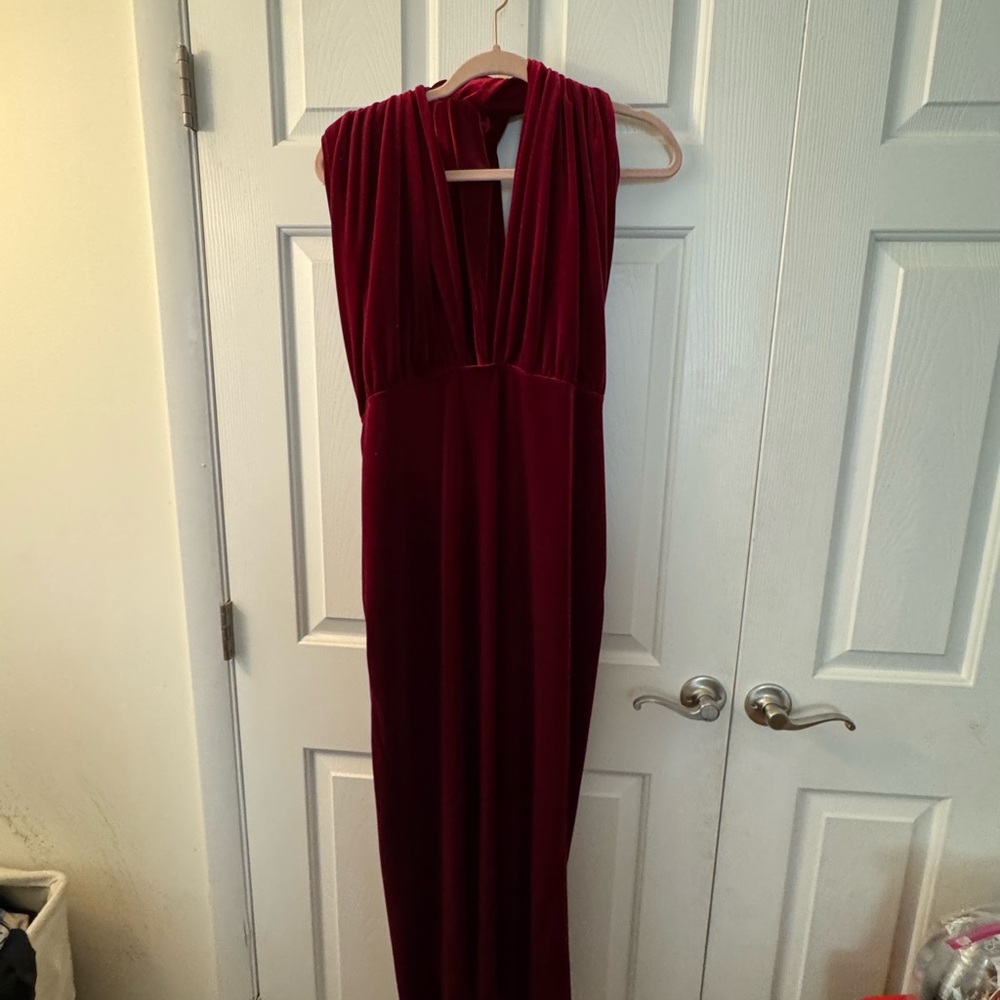 Burgundy velvet tall dress